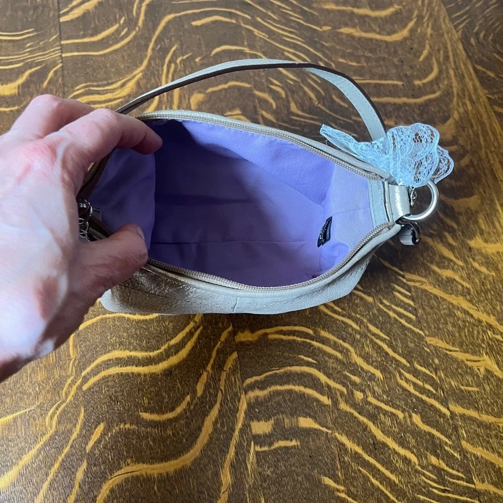 Coach Shimmer Finish Tan Leather Mini Shoulder Bag - Picture 4 of 11